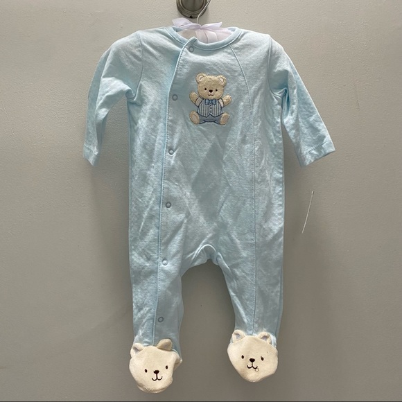 Little Me Newborn Cute Bear Footie in Blue Size 3M New. - Picture 1 of 4